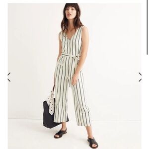 Madewell striped linen jumpsuit S